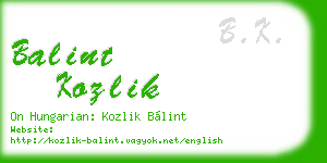 balint kozlik business card